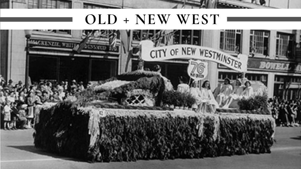 ca. 1950: May Day - May Queen suite on a decorated float. Photo courtesy of the New Westminster archives.